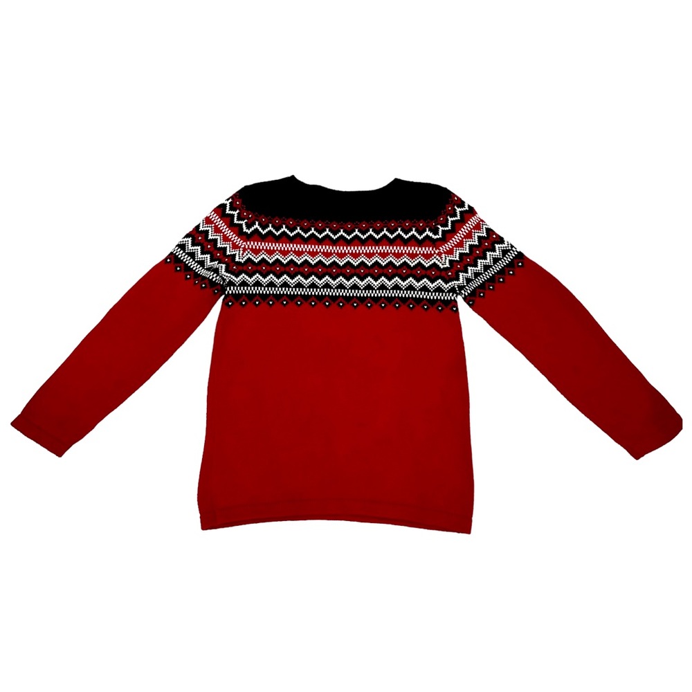 Eddie Bauer Vintage Women’s Fair Isle Nordic Sweater Knit Pullover Red B… - Picture 3 of 10